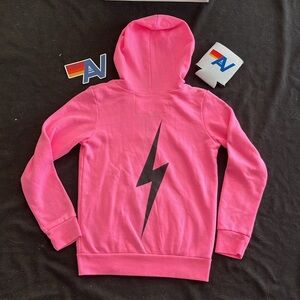 - - New with Tag kids Aviator Nation Zip up  Bolt hoodie Neon Pink Size 6